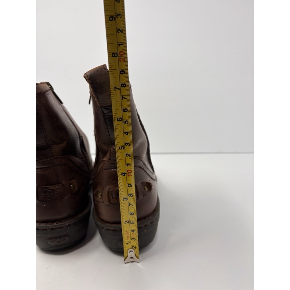 Ugg Neevah 1004177 Brown Leather Shearling Lined Ankle Boots Womens Size 9 - Picture 3 of 6